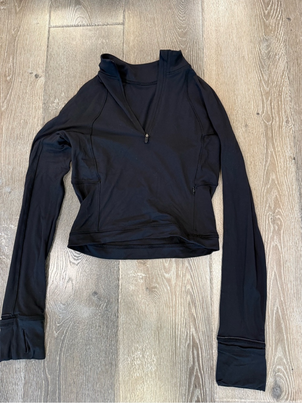 Lululemon black quarter zip crop long sleeve
